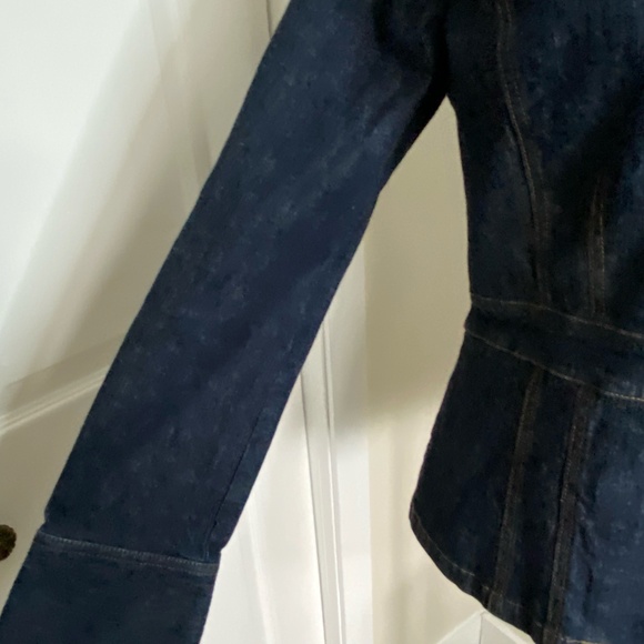 DKNY Dark Denim Tapered Waist Casual Work Western Y2K Jean Jacket- Sz M/L - Picture 6 of 16
